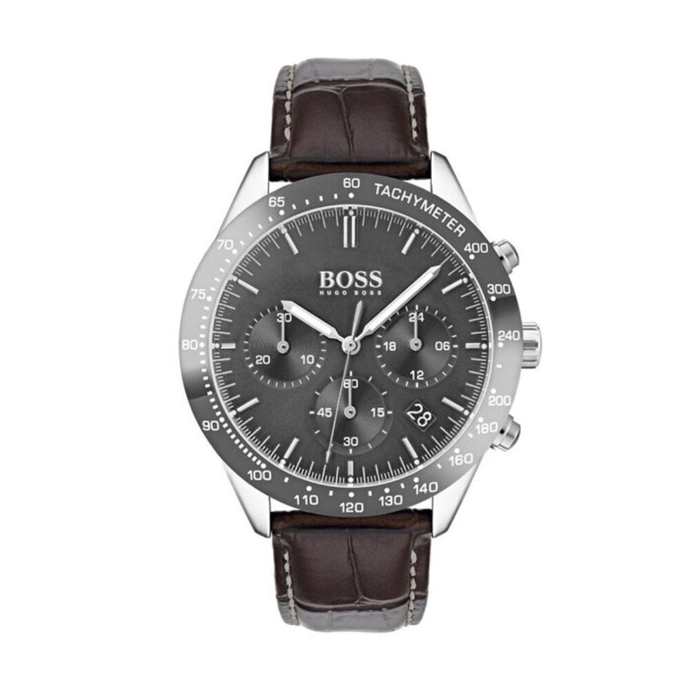 Hugo Boss Men's Chronograph Oxygen Brown Leather Strap Watch 42mm